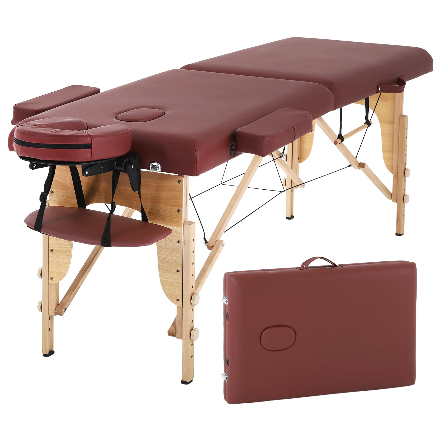 PayLessHere Massage Bed Portable Massage Table 24 inch Wide Lash Bed 2 Folding Height Adjustable Spa Table with Non-Woven Bag for Spa Footmassage