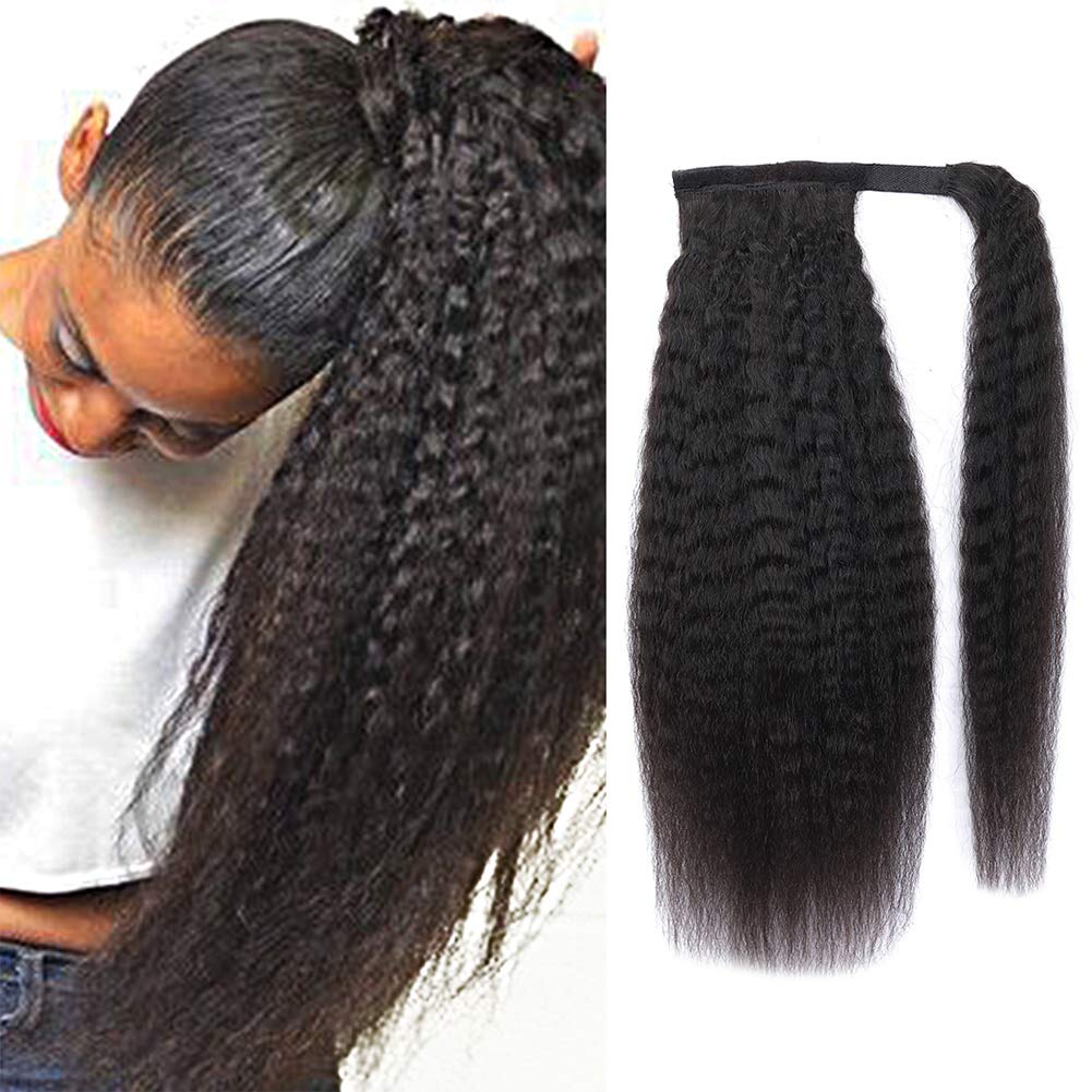 Amazon.com : Straight Ponytail Human Hair with Wrap Around  display picture 2