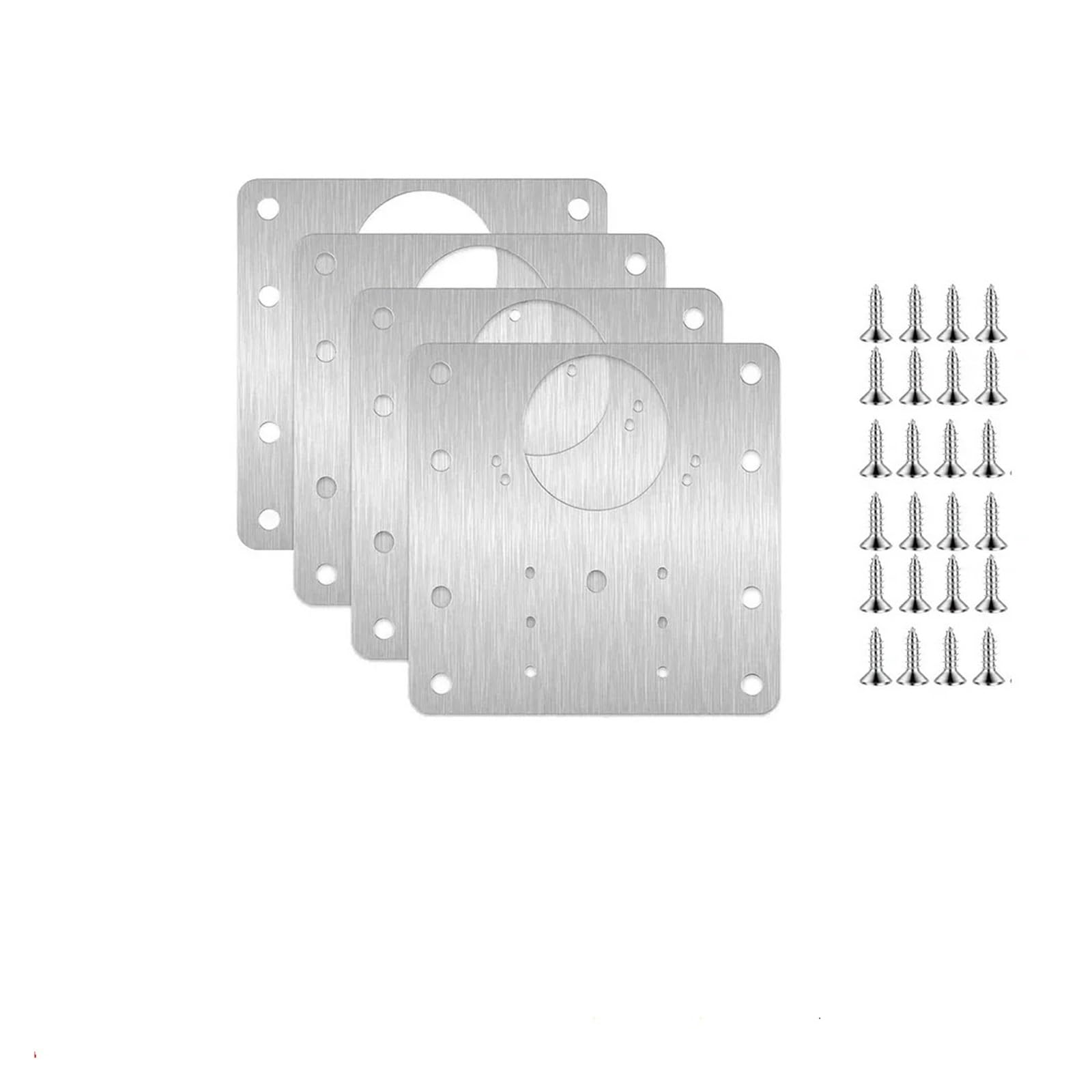 Meytxoa 2Set (4Pcs) Hinge Repair Plate Door Hinge Mounting Plate With Screws Fixing Brackets Repair Plates Stainless Steel Kitchen Cupboard Cabinet Hardware(2Set (4Pcs))