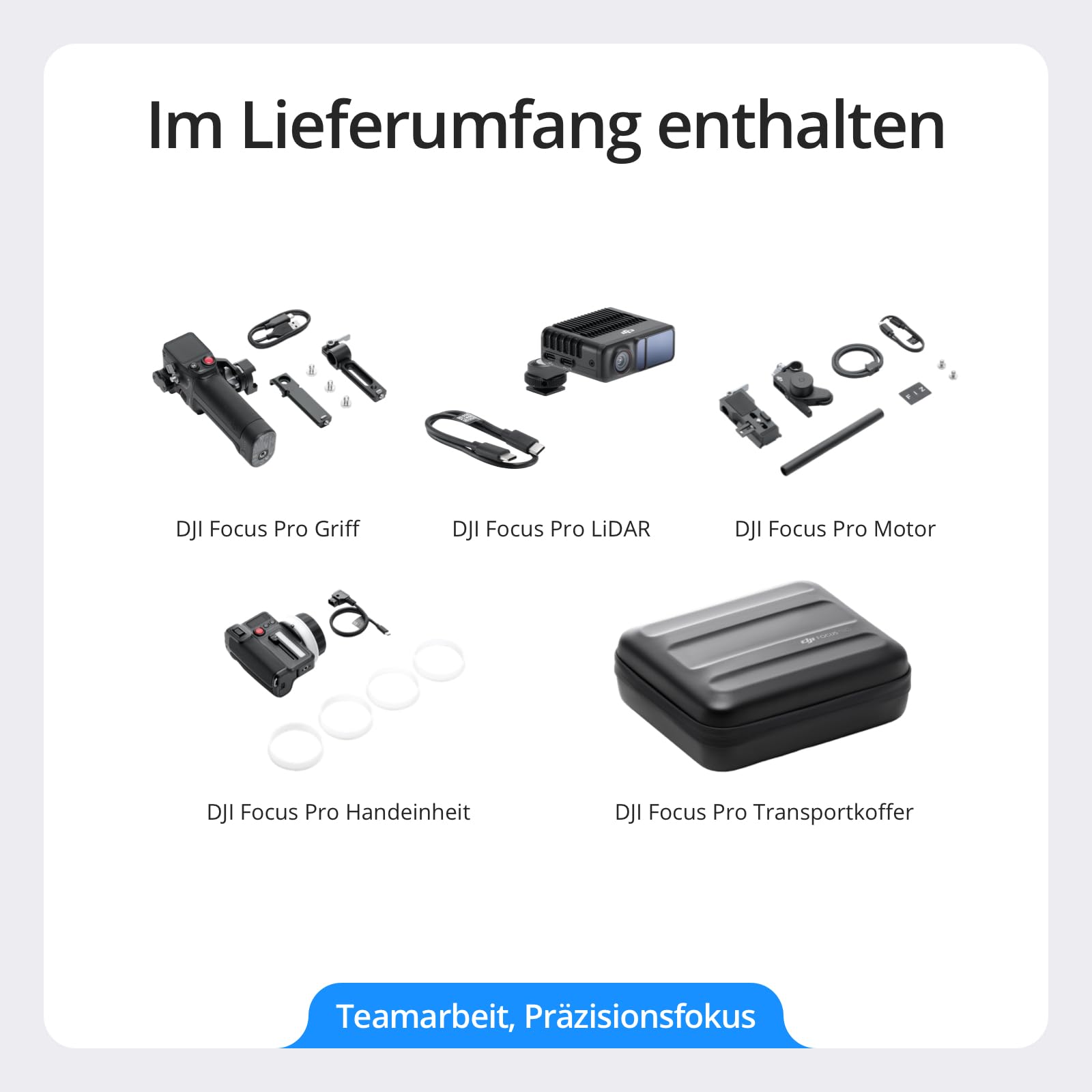 DJI Focus Pro All-In-One Combo, AMF Objektivsteuerungssystem, 20 m Motivfokussierung, 76.800 LiDAR-Messpunkte, KI-Erkennung, FIZ Objektivsteuerung, zusätzlich mit Handeinheit