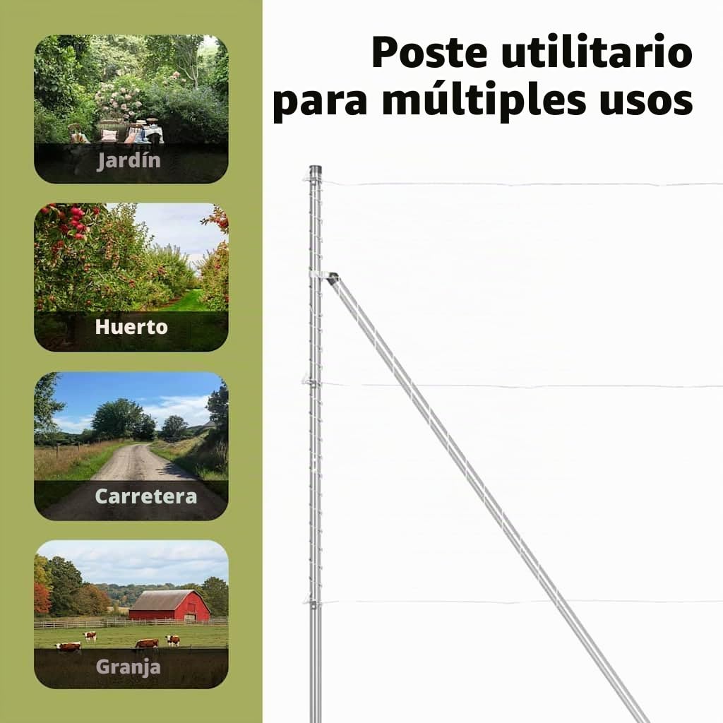 vidaXL Poste de Valla 26 pcs Gris 3,2 x 3,2 x 200 cm, Decoración para jardín y terraza, Poste cilíndrico, Soporte Robusto para cercas, Barrera de Paisaje