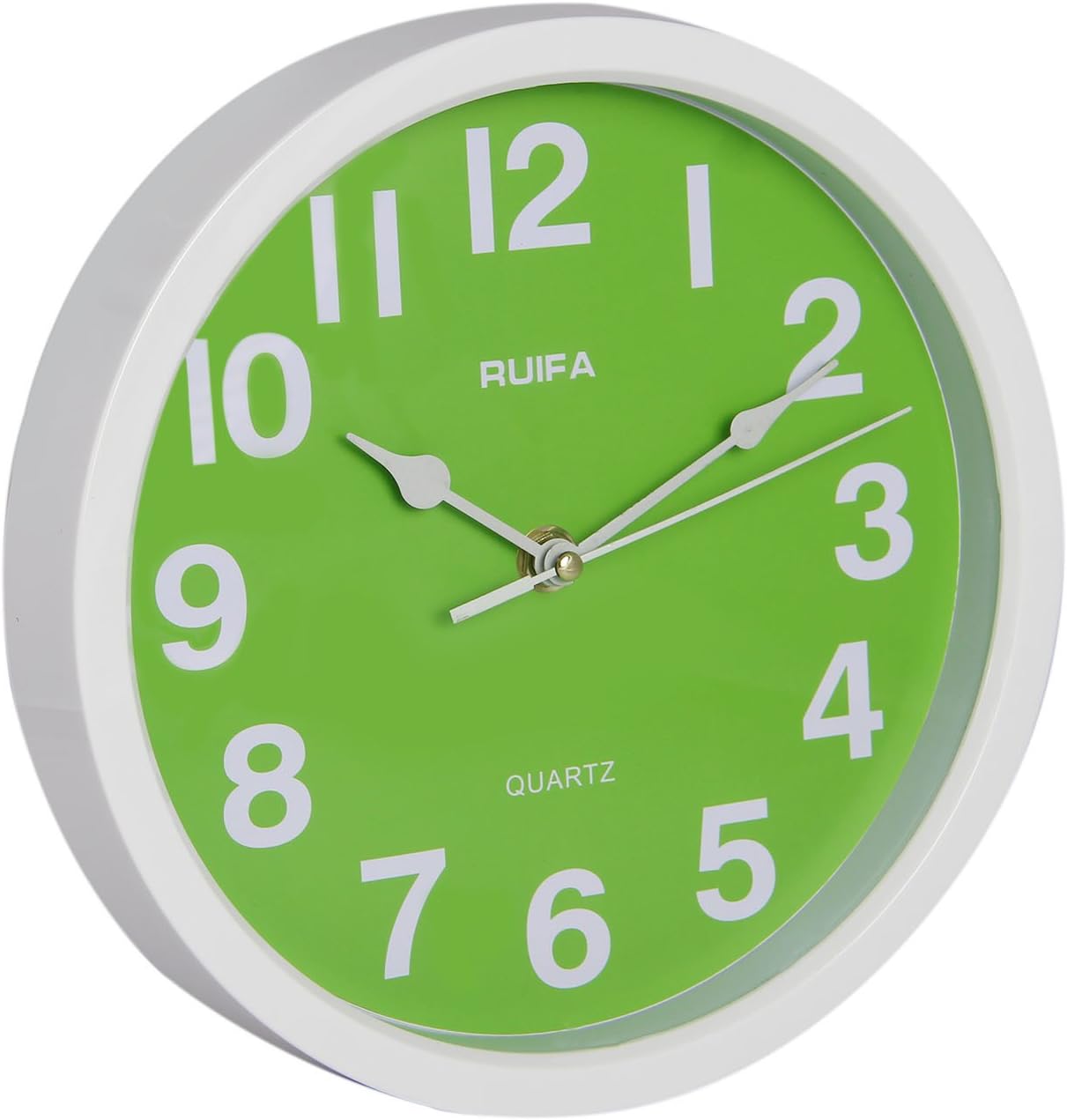 RUIFA Indoor Quiet 8-Inch Precedent Decorative Wall Clock with Arabic Numerals (Green)