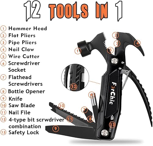 Miniatura 2 de Martillo multiherramienta 12 en 1, herramienta de supervivencia, regalo de Navidad y cumpleaños para hombres, bricolaje, padre, marido, novio, él,