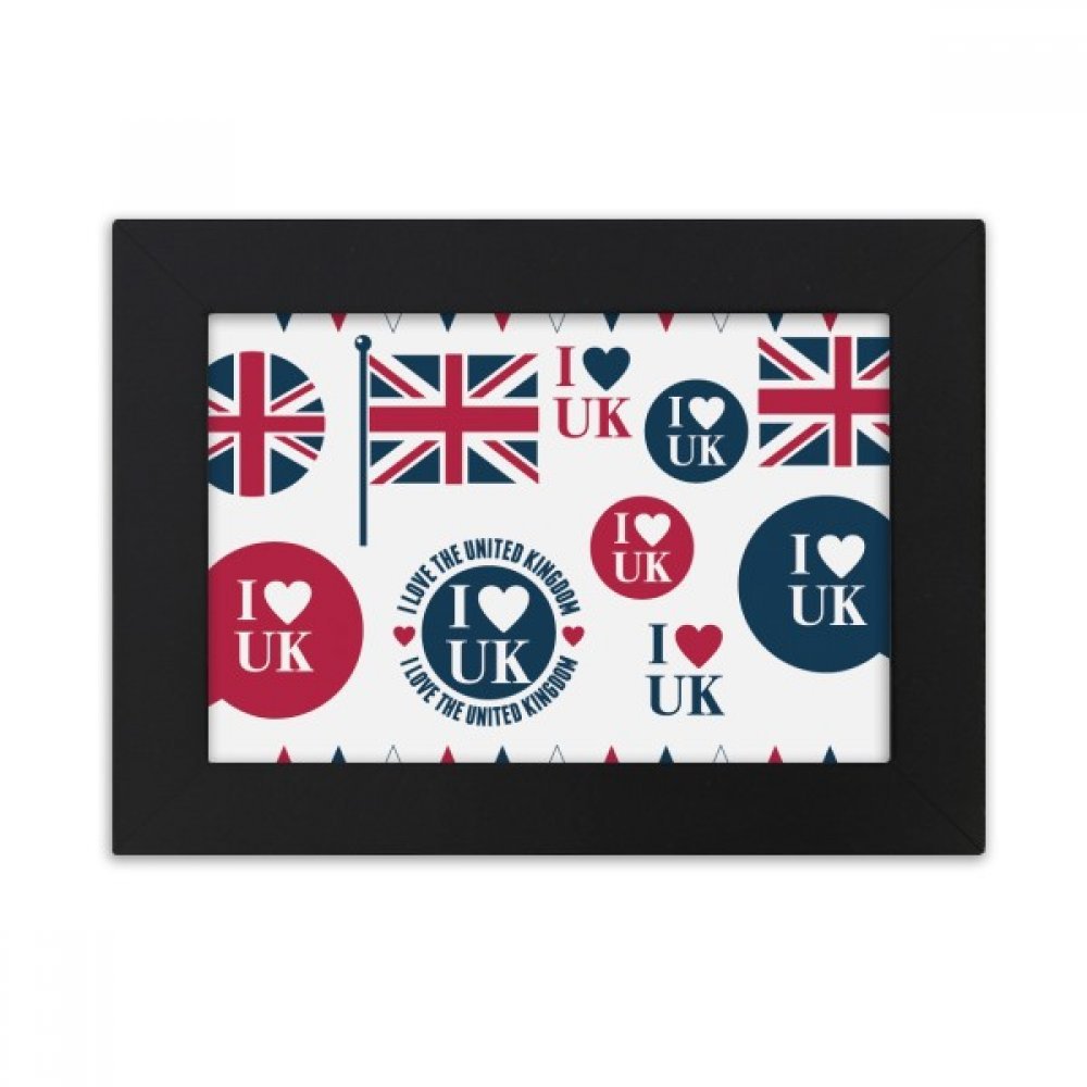 Cadre photo Union Jack Je Aime Royaume-Uni noir pour bureau de format 10x15 cm