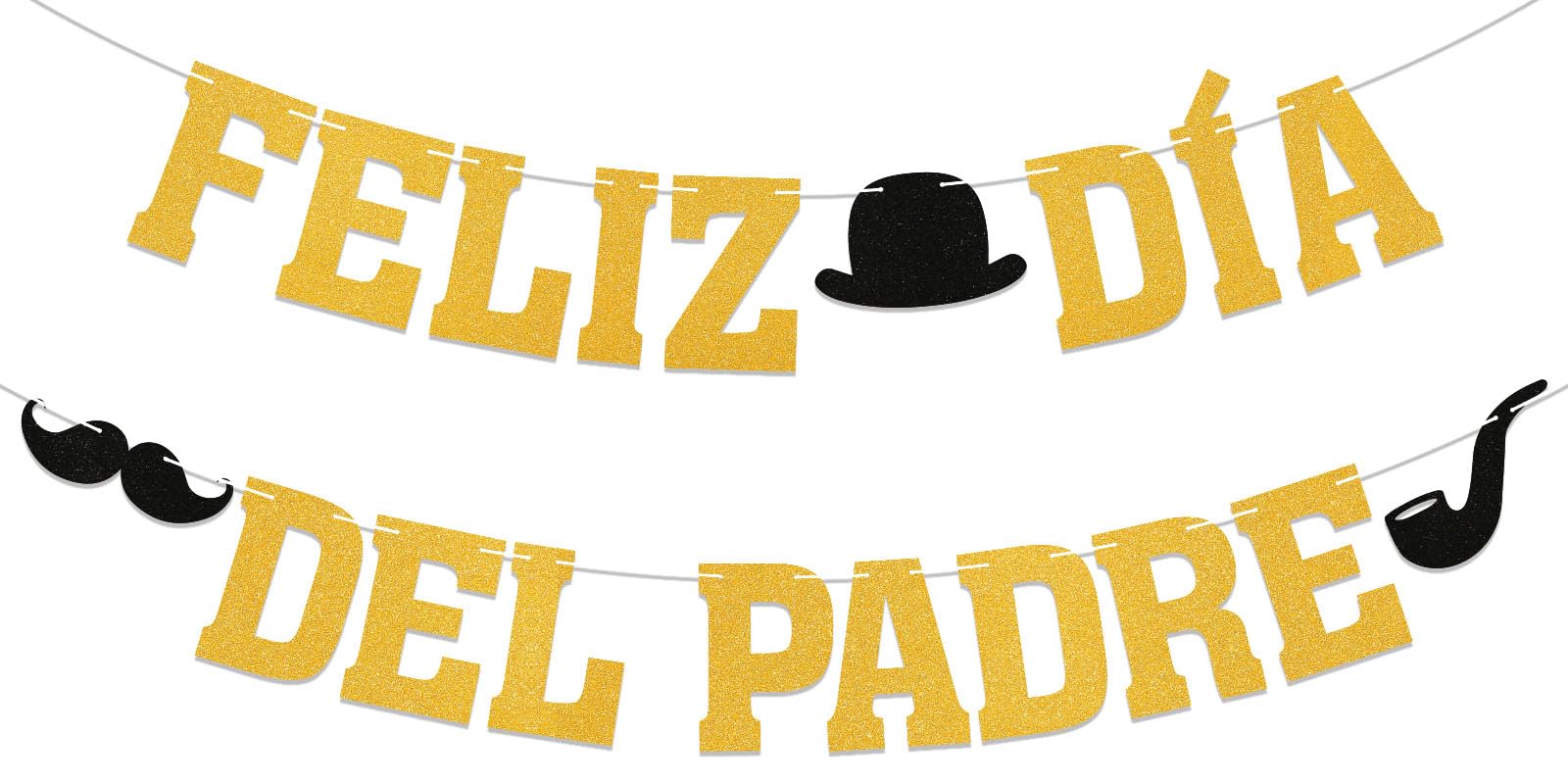 Feliz Dia Del Padre Banner Happy Father's Day Party Decorations, Feliz Dia Papa Banner, Spanish Father's Day/Birthday Party Decorations Gold Glitter