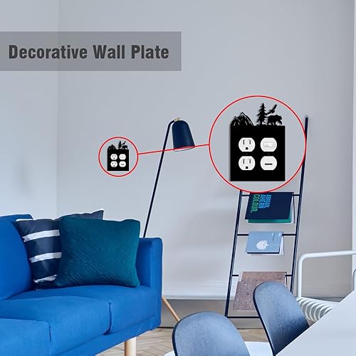 Miniatura 3 de Eagle & Bear - Cubiertas de pared para interruptor de luz, placas decorativas de metal (GFCI)