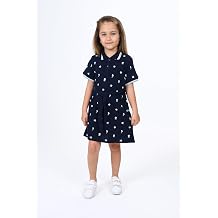 Girls' Polo Neck Snap Printed Dress