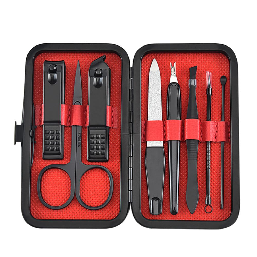 Juego de cortaúñas para manicura, de Acero Inoxidable, multifunción, para el hogar, para pedicura, portátil, para Viajes, Color Gris, 9 Piezas