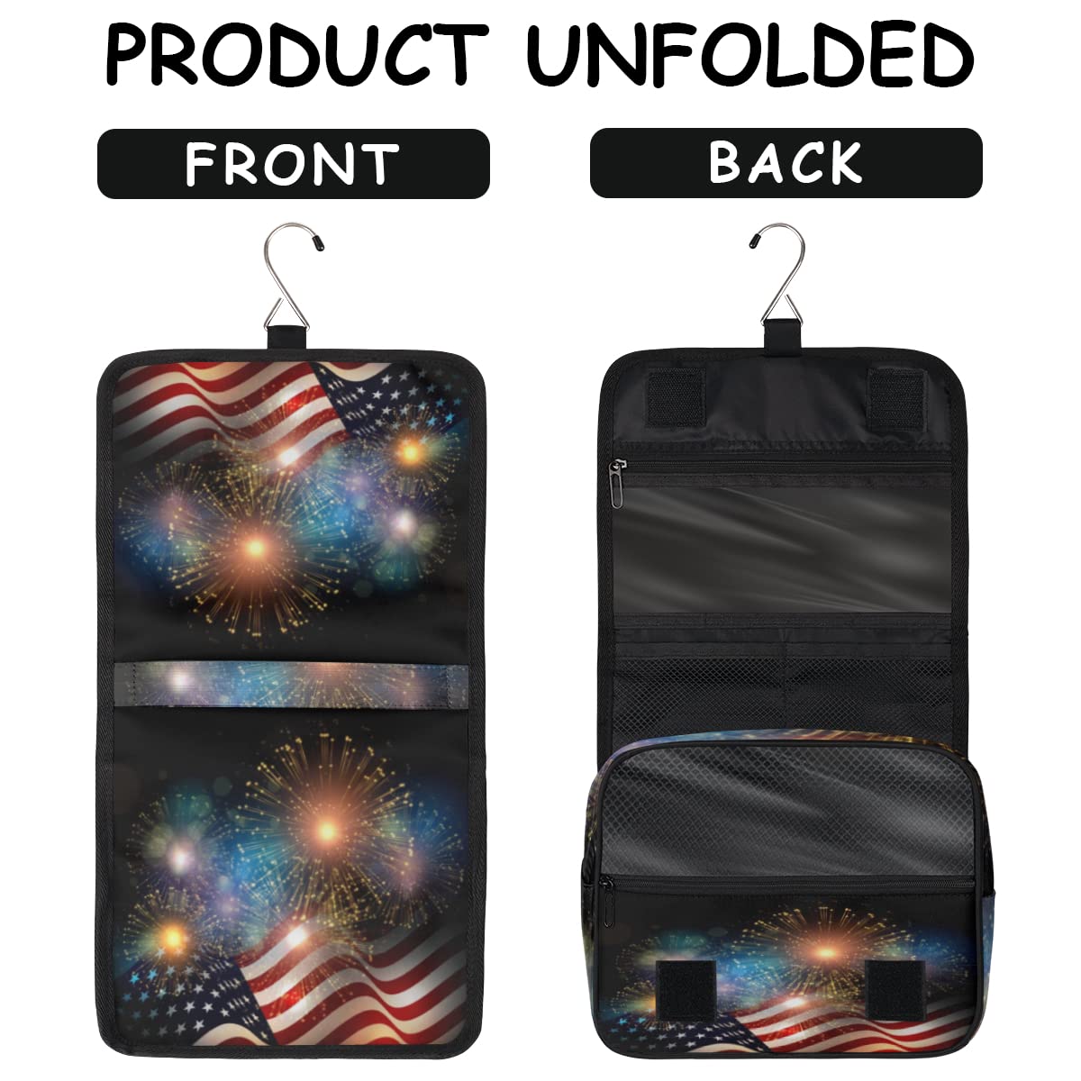 Amerykańska podróżna kosmetyczka American Memorial Day Wash Pouch Bag Unisex Wiszące przybory toaletowe Kosmetyczka Organizer do makijażu, wielobarwny, Jeden rozmiar