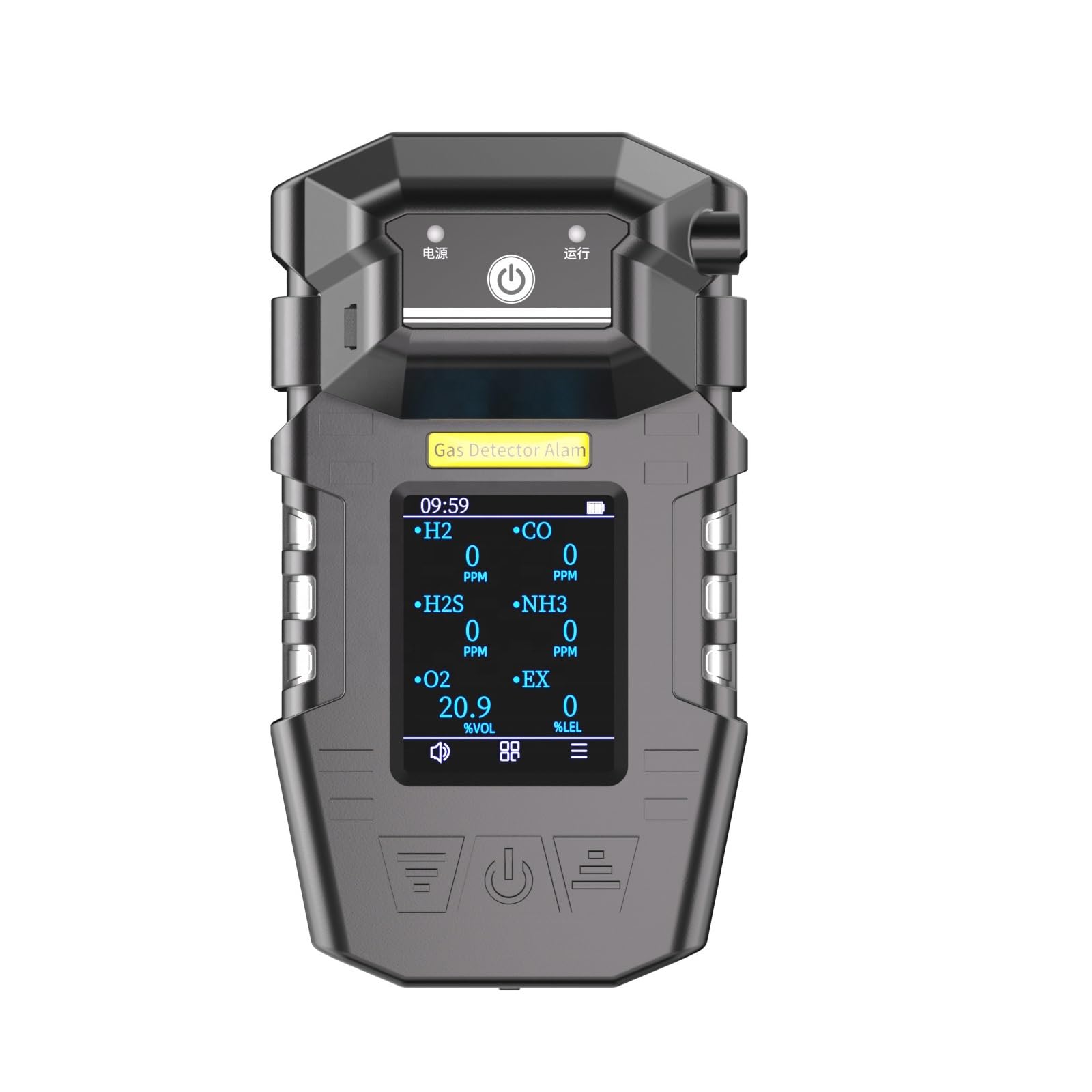 Gasdetektor, S318 Tragbarer Mehrgasdetektor 6-in-1-Gasanalysator mit externer Pumpe