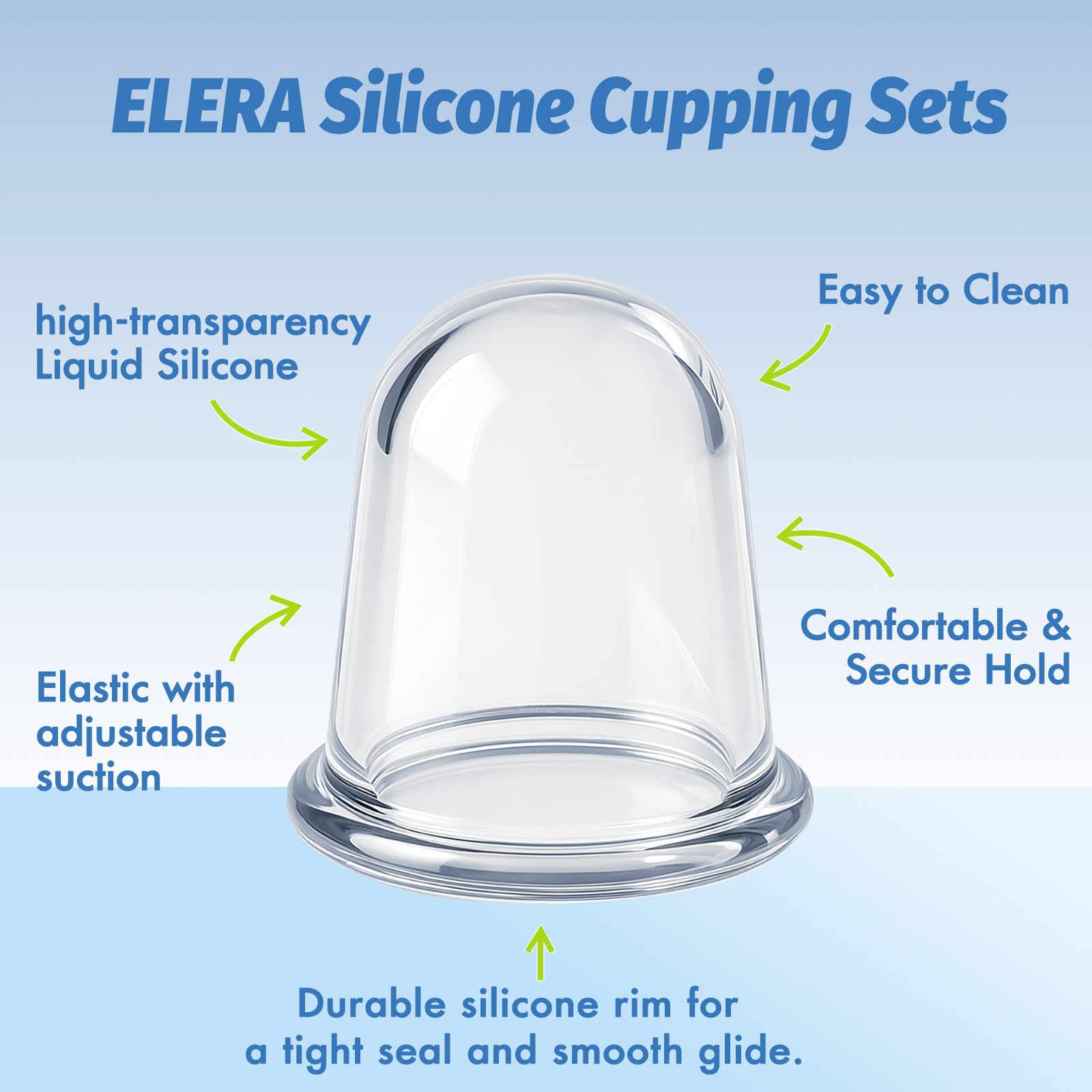 ELERA Silicone Cupping Therapy Set – Transparent Massage Cups for Relaxation & Wellness, Reusable Cupping Kit for Home & Professional Use (4 Cups)