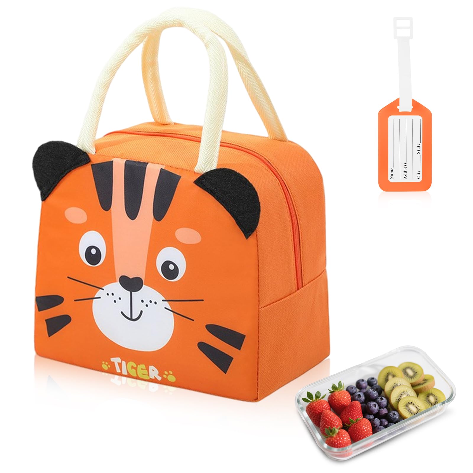 Aucuu Lunchtasche Kinder, Thermo Tasche Mini, Kühltasche Klein 3D Cartoon Lunch Bag, Lunchtasche Kinder Isoliert, Lunchbox Tasche Tragbare Kühltasche Faltbar für Arbeit/Schule/Picknick