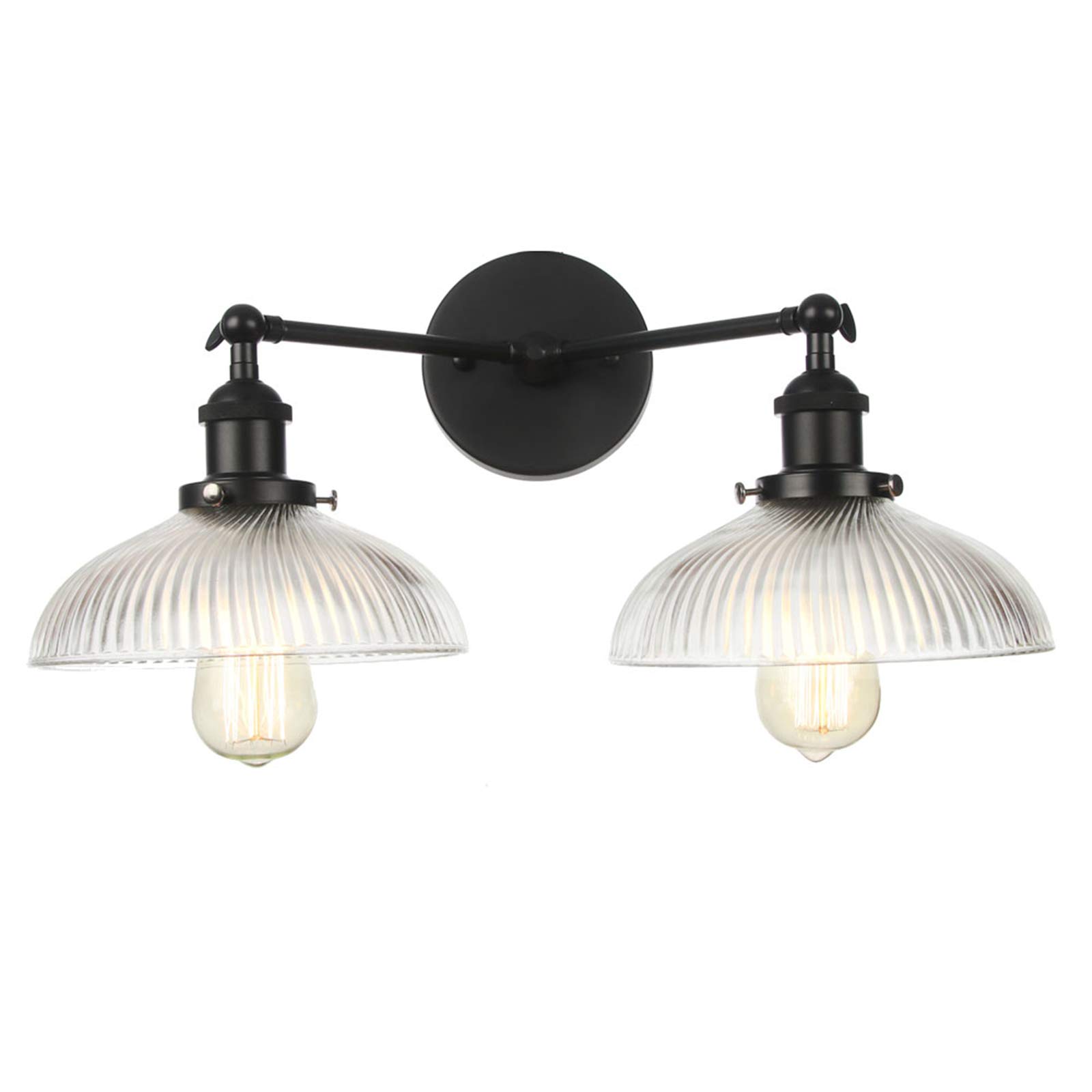 VDOQTLJT 2-Light Vanity Light Fixtures Adjustable Wall Lamps Modern Bathroom Mirror Lighting Semicircular Glass Shade Sconces B Sconce(E)