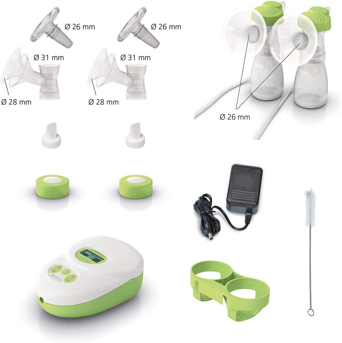 Ardo Calypso Double Plus Electric Breast Pump Set – Quiet, Swiss Made Breast Pump with 64 Settings – Closed System Hospital Grade Breastfeeding Pump with Bottles, Breast Shells & Essentials Included