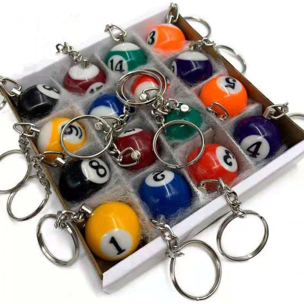 Dinntty Random Color Billiard Ball Keychain Colorful Pool Ball Keyring Charm Lucky Number Ball Keyring Sports Themed Keychain For Billiards Lover