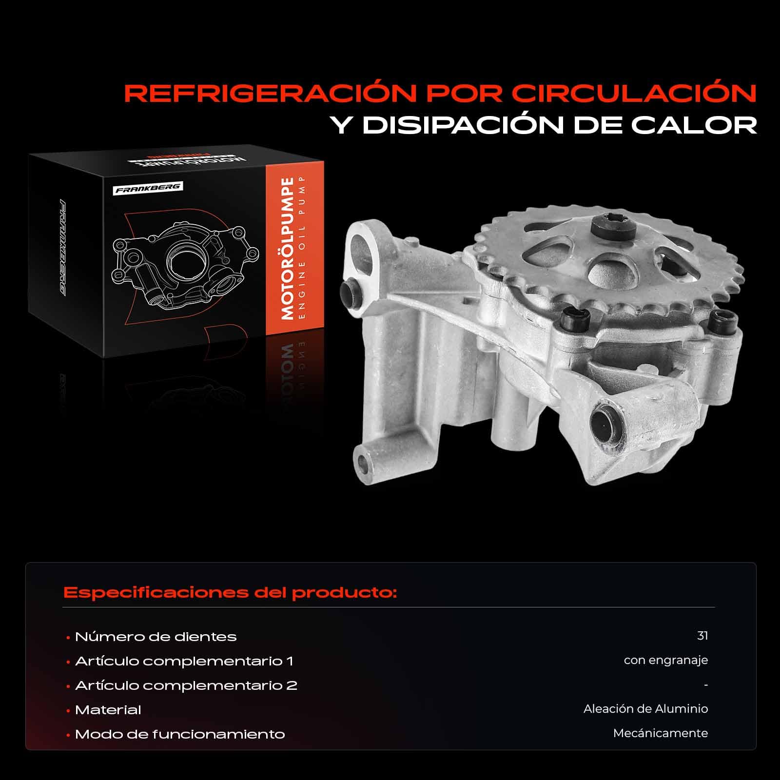Frankberg Bomba de aceite Oil Diesel Compatible con Transporter V Bus 7EB 7EJ 7HB 7HJ 1.9L A4 Avant 8E5 1.9L S.h.a.r.a.n 7M6 7M8 7M9 1.9L A4 8E2 1.9L A3 8L1 1.9L Replace# 038115105D