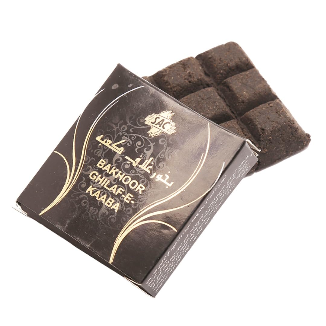SAC Bakhoor Ghilaf e Kaba Incense Bar (25g) by SAC - High Grade Premium Incense of Sandalwood Powder, Oud Powder, Musk and Perfumery Sugar | 9 Bricks Assorted Scents in One Square Shape