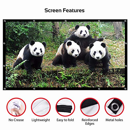Projector Screen 120 Inch, P-Jing Projection Movies Screen 16:9 Hd Foldable Anti-Crease Portable For Home Theater Outdoor Indoor Support Double Sided #TOP4