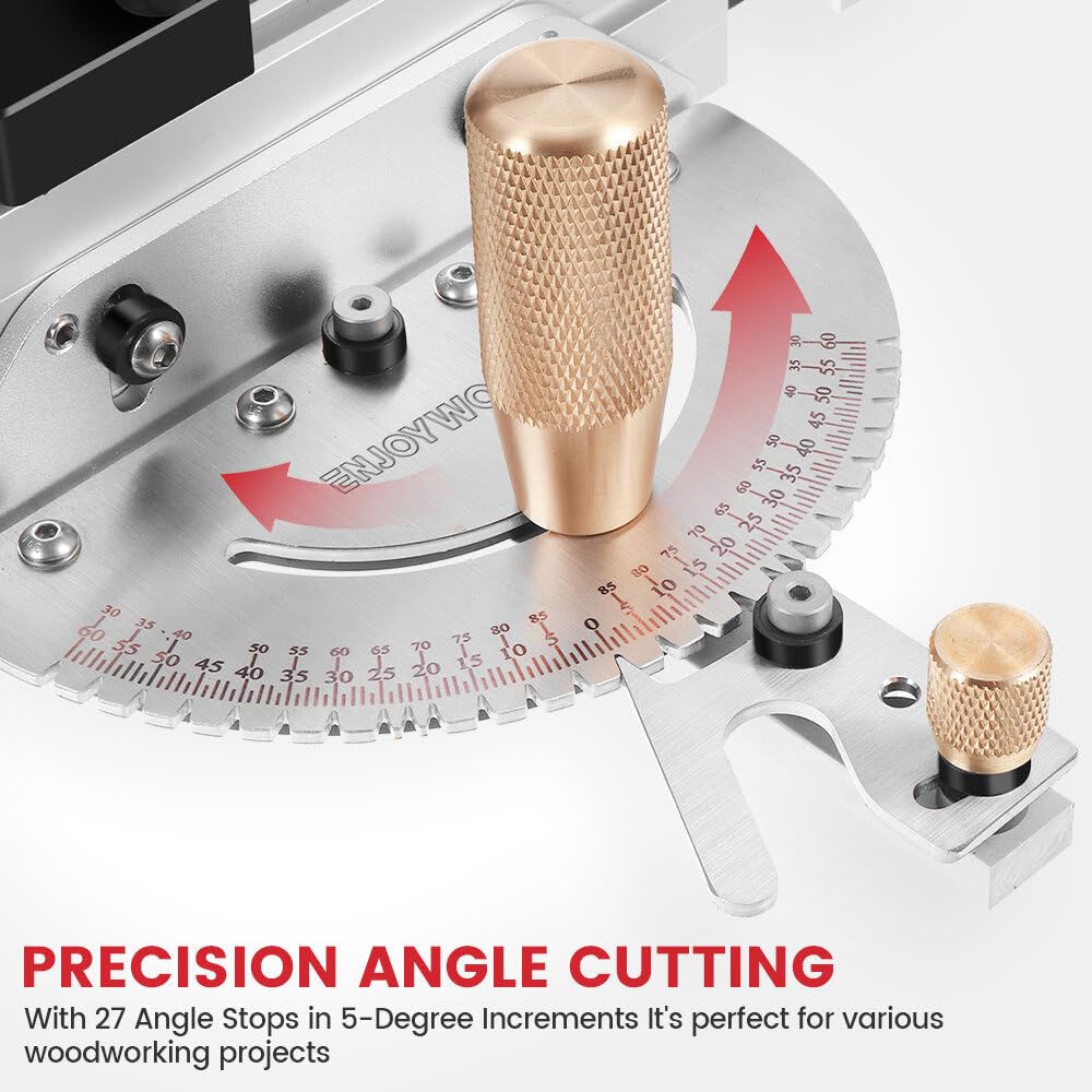 VIDOO Mosiężny Uchwyt 450mm Przymiar Kątowy 27 Kątów Box Joint Jig Szyna Stop Piła Stołowa Montażowa