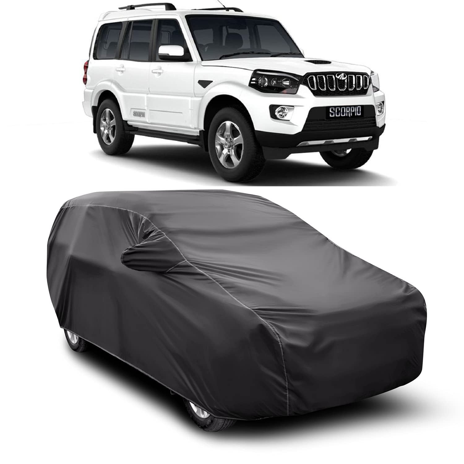 Car Cover for Mahindra Scorpio S11 Water Proof - Dust Proof Car Body Cover (Grey)-image-15