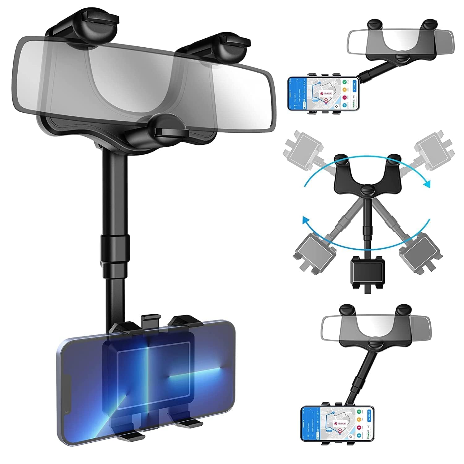 king shine Premium 360 Rotatable and Retractable Car Phone Holder Multifunctional Car Rearview Mirror Phone Holder, 360 Degree Rotatable Rear View Mirror Phone Mount, for All Mobile Phones (B0CLV1XR6T) Amazon Price History, Amazon Price Tracker