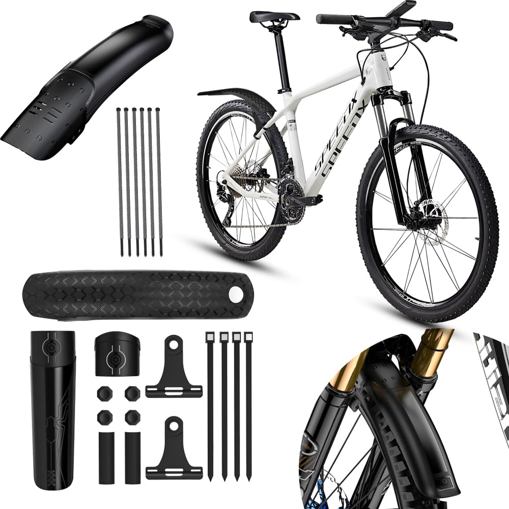 Dhqkqg Fahrrad Schutzblech Set,2 Stück Schutzblech Mountainbike,Vorder- Hinterradschutzbleche Schnelle Demontage,Bohrfreie Montage,Reifenbreiten von 50–70 mm,für Fahrräder Rennrad von 24-29 Zoll Sport & Freizeit