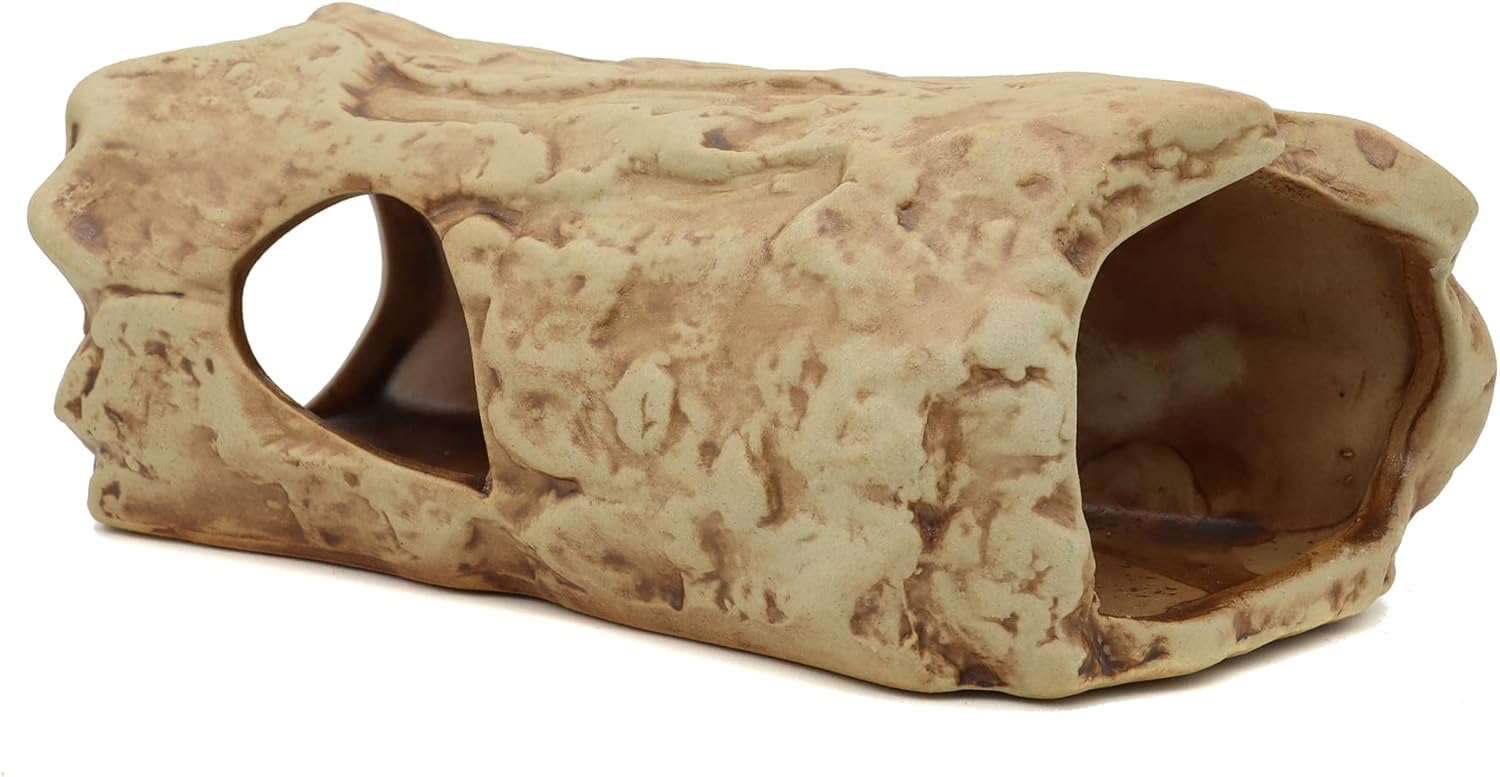 ALEGI Aquarium Decorations Log Betta Fish Tank Accessories Ceramic Cave, Betta Fish Toys Decor Hideout for Shrimp Cichlid Hiding Breeding