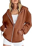 ANRABESS Hoodies Jacket Coat for Women Long Sleeve Oversized Zip Up Fleece Sweatshirt Comfy Fall Clothes Y2K Trendy Top A989zonghong-L Rust