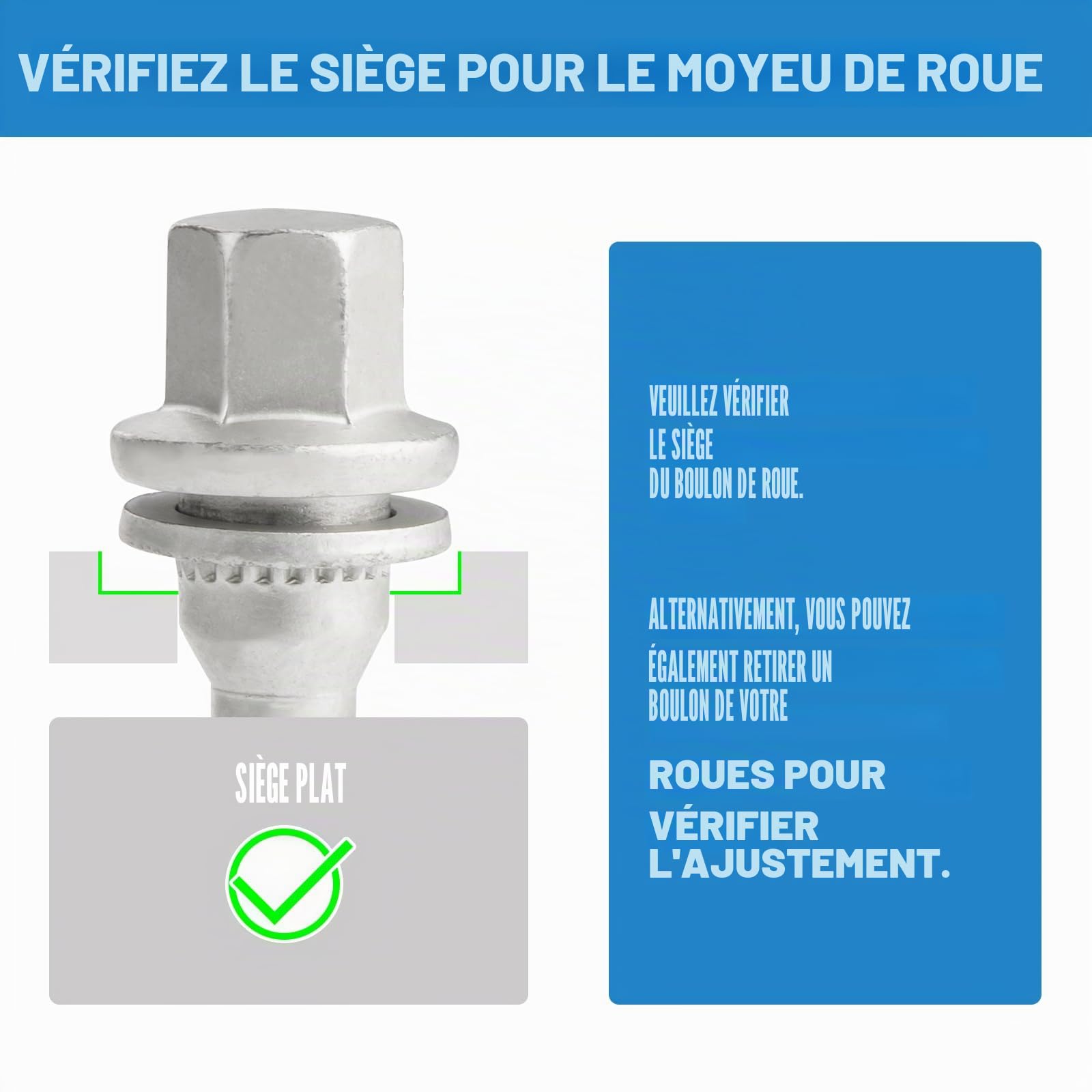 GAsupply Lot de 16 boulons de roue M12 x 1,25 avec rondelle plate, compatibles avec Citroën Peugeot, goujons de roue hexagonaux (Geomet)