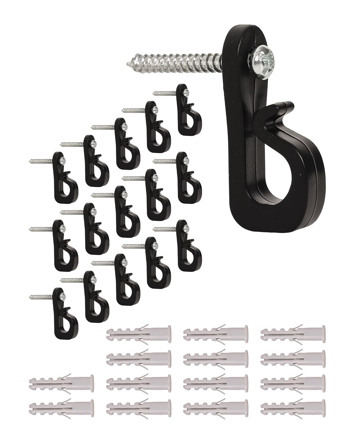 BSTOT 30 Pcs Q-Hanger Screw in Hooks for Outdoor String Lights Fence Hooks for Wood Light Wire Led Light Clips with Safety Buckle