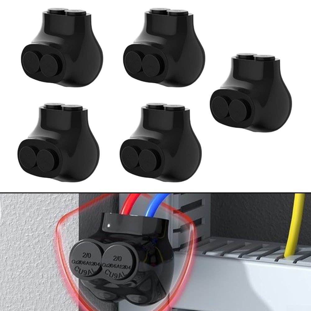 5 connettori per cavi in alluminio e rame, 4-14 AWG, morsetti di derivazione multipli con isolamento, viti esagonali e protezione contro l'ossidazione, connettori elettrici per sicurezza