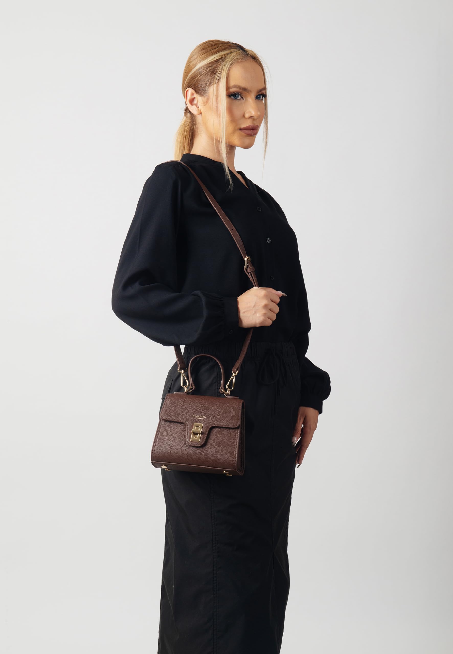 Carlheim, Kolekcja Skagen Genuine Leather Handbag, Chloe Genuine Leather Handbag (Brown), Brązowy, 70AA