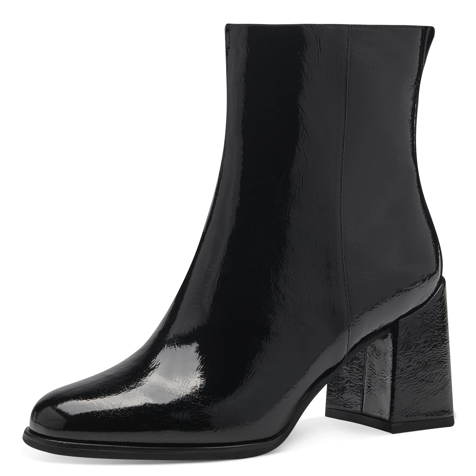 MARCO TOZZI Women's 2-25327-41 Boot Heel, Black Patent, 7.5