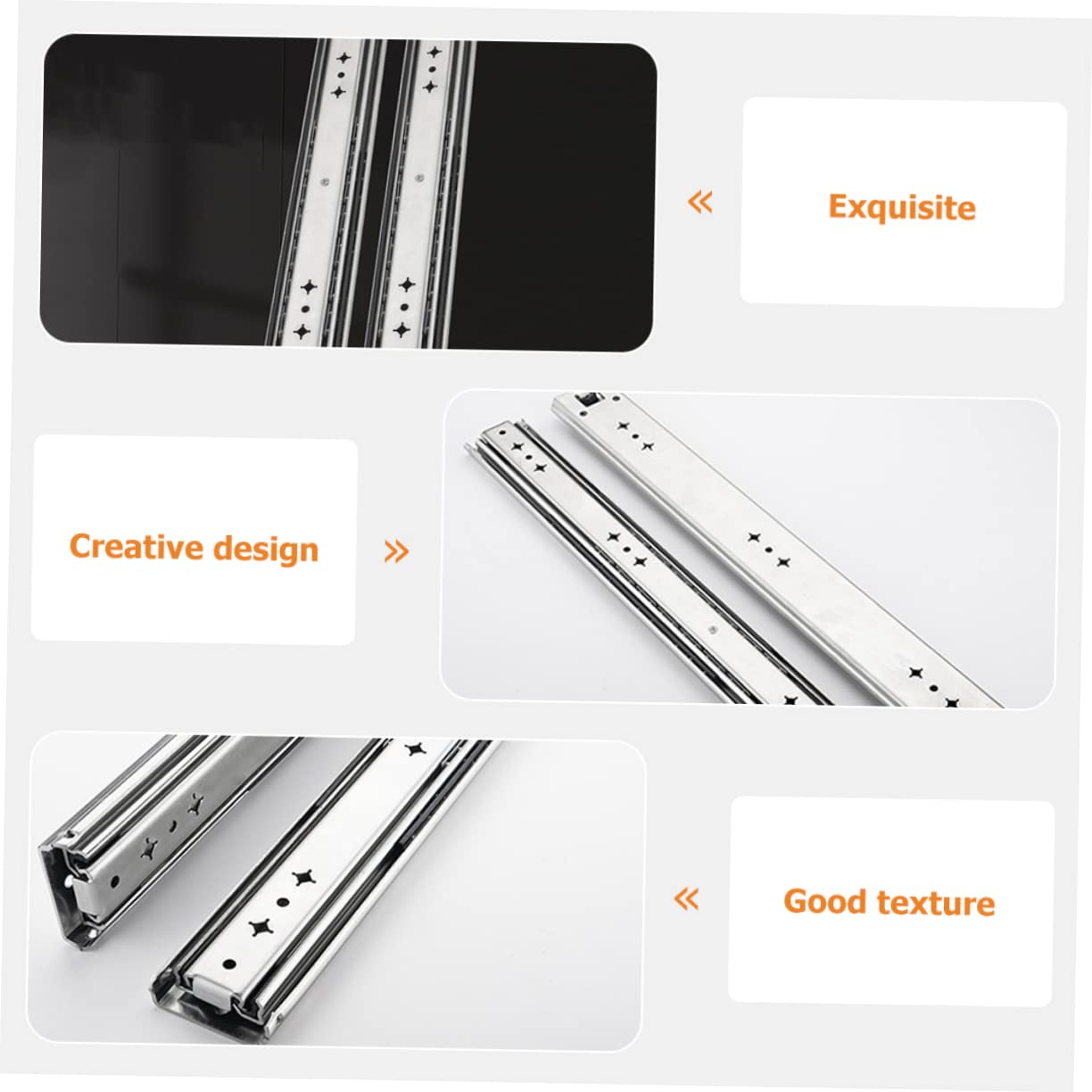 Correderas de Cajón de Acero Laminado en Frío y Abs, 2 Piezas