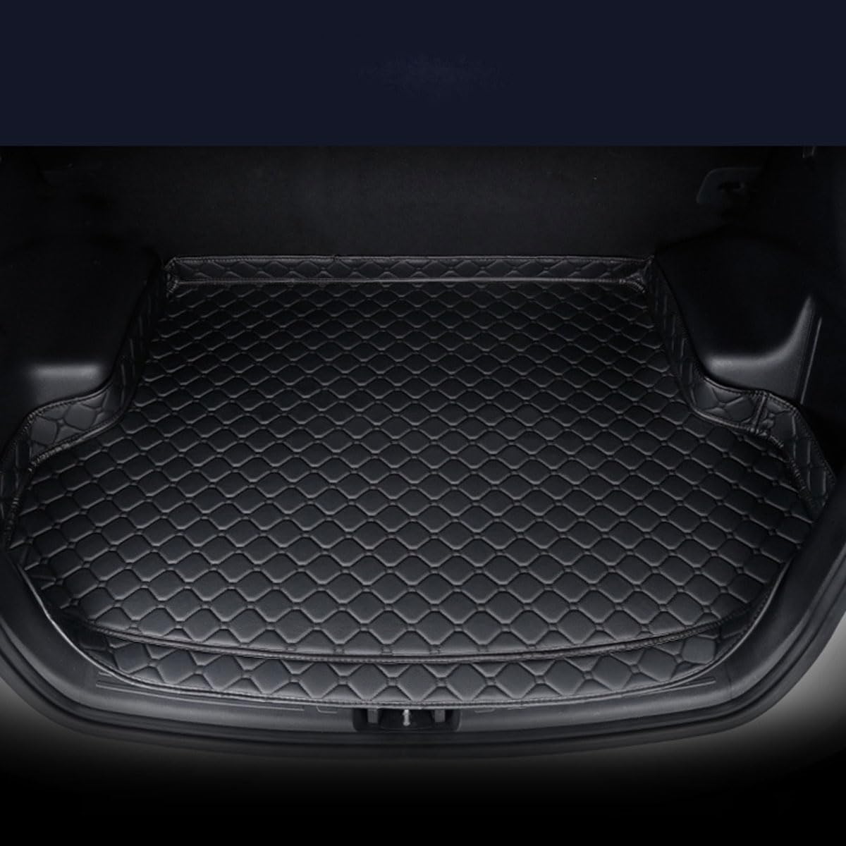 Car Boot Mats Cargo Liners for VW Touareg III 2018–2023 2024 2025 (Without Slide),Leather Rear Cargo Liners Anti Slip Rear Trunk Storage Interior Accessories,A/Black