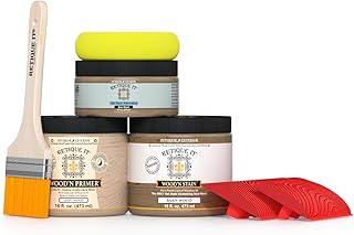 Retique It Wood Finish Multi-Purpose Kit – GO Beyond Faux Wood with Paintable Liquid Wood Based Primer and Gel Stain - Graining Tools Included (2X 16oz, Barn Wood)