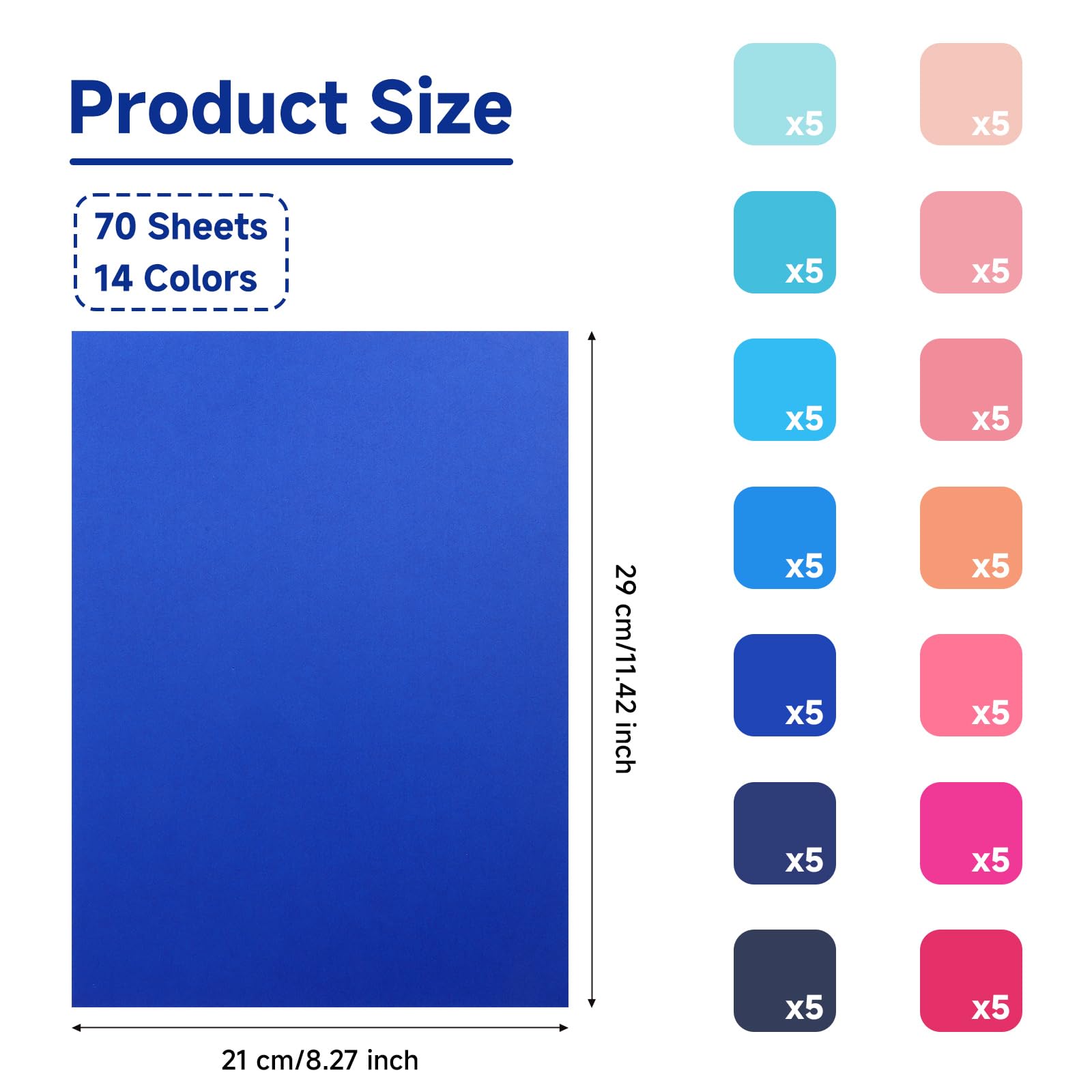Cartoncino Colorato A4 14 tonalità Rosa Blu - Carta per Scrapbooking doppia faccia