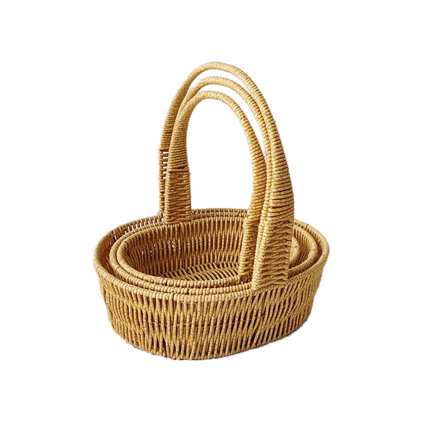 Buxuaaaa Of 3 Practical Food Storage Baskets Elegant Flower Basket Sturdy Organization Basket for Vegetables and Snacks Stackable Fruit Baskets