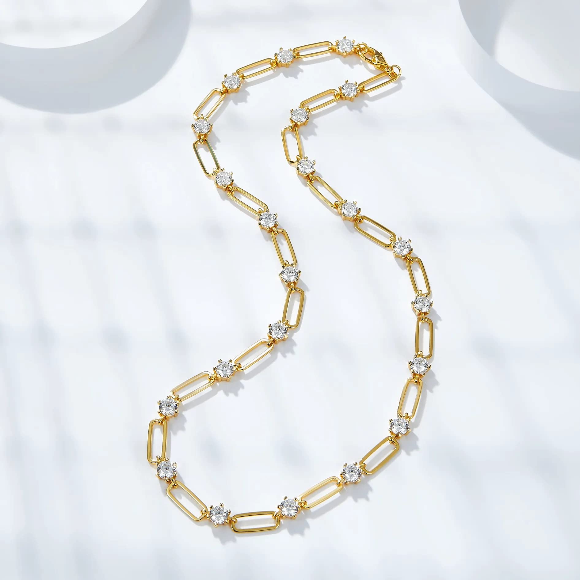 4,5 mm volle Moissanit-Halskette für Damen, 925er-Sterlingsilber, vergoldete Halskette, Halsketten, Schmuck