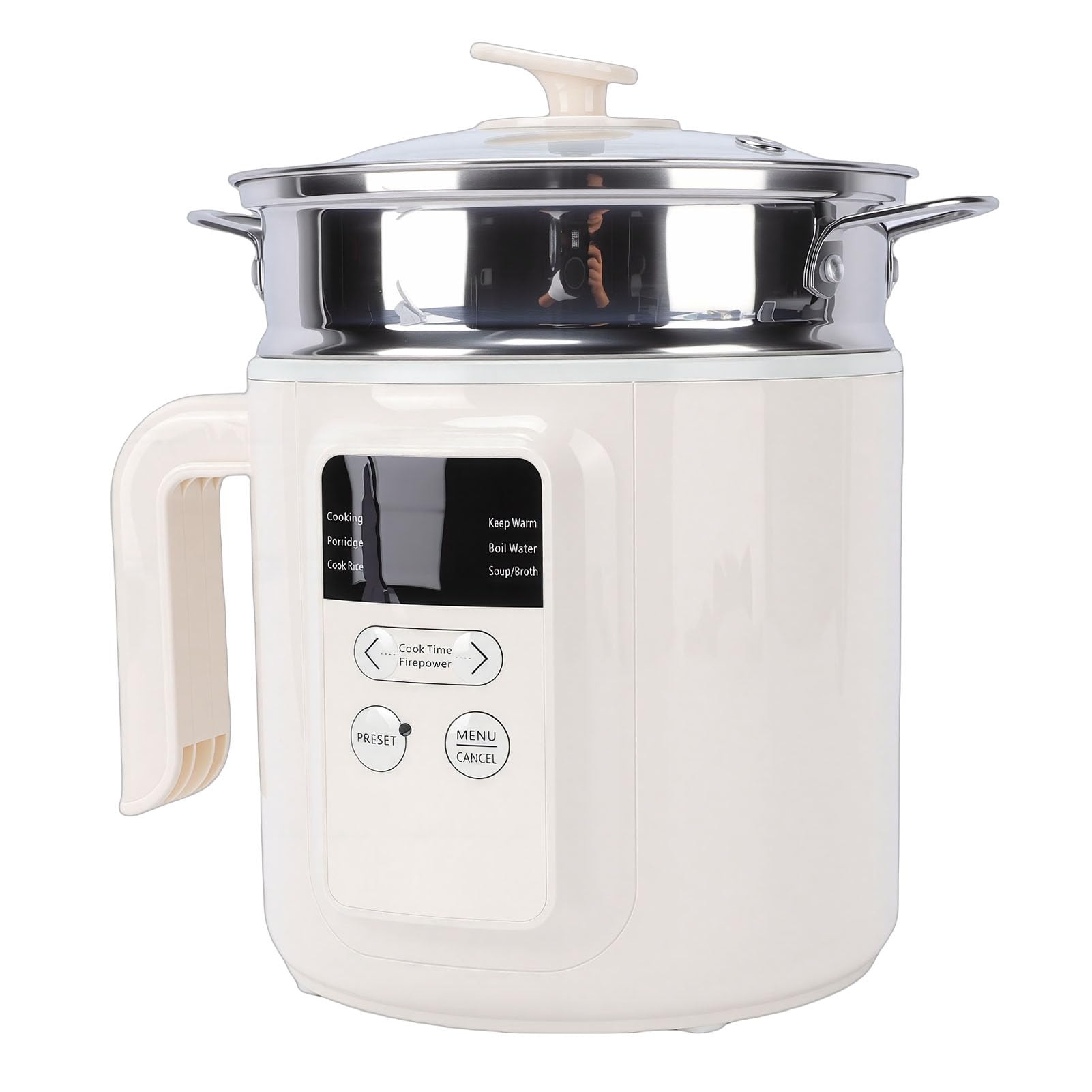 Changor Mini Marmite électrique 1,8 L en Acier Inoxydable Antiadhésif