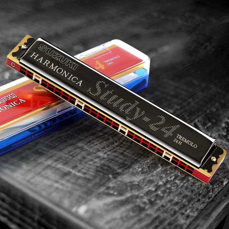 Harmonica 24 trous harmonica vibrato Suzuki orgue à bec harpe avec boîtier instrument clé C Blues synthétiseur… - Les Beatles, Paul McCartney, John Lennon, RIngo Starr, George Harrison Harmonica 24 trous harmonica vibrato Suzuki orgue à bec harpe avec boîtier instrument clé C Blues synthétiseur… – Image 3