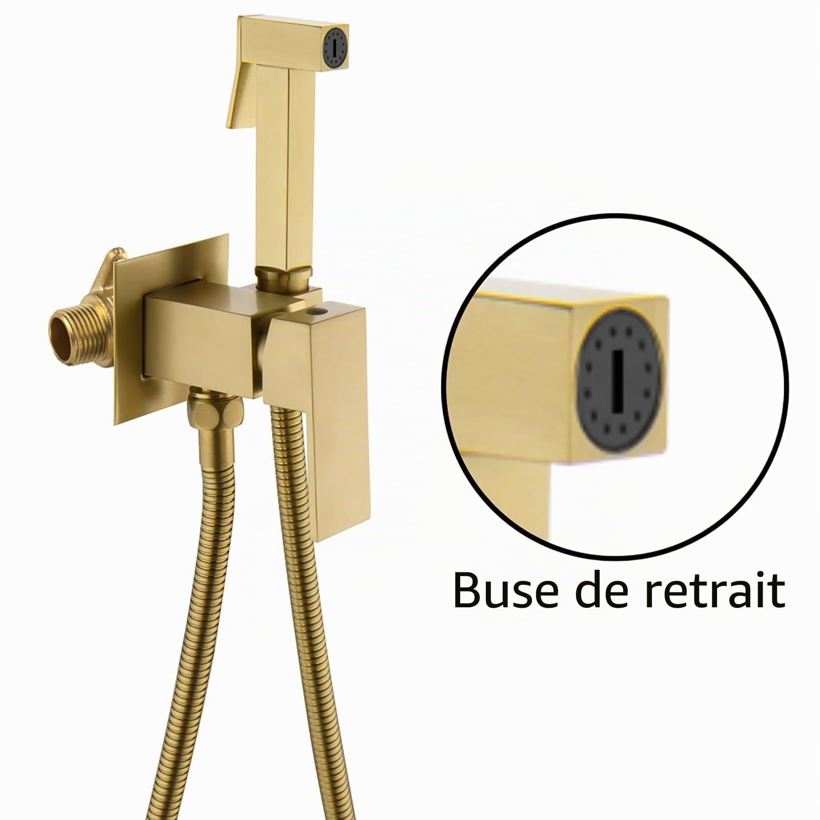 ESOP Kit Douchette WC, Laiton Douchette Toilette WC Mural Pulvérisateur de Bidet Eau Froide et Eau Chaude Toilette Bidet Spray avec 1.5m Tuyau (Or Brossé)