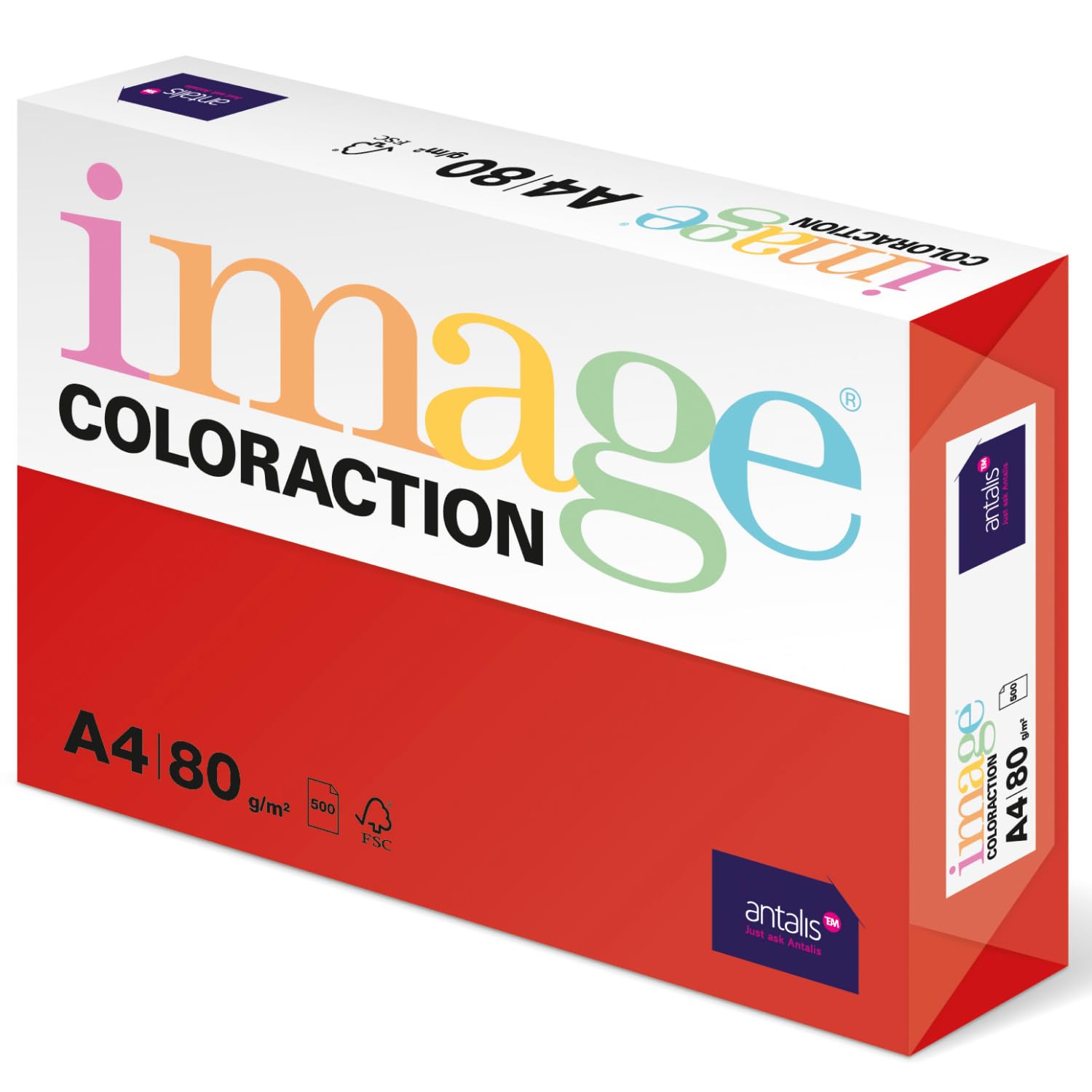 Image Coloraction Chile - farbiges Kopierpapier - DIN A4, 210 x 297 mm, 80 g/m² - buntes, holzfreies Druckerpapier für Kopierer - 500 Blatt - Rot