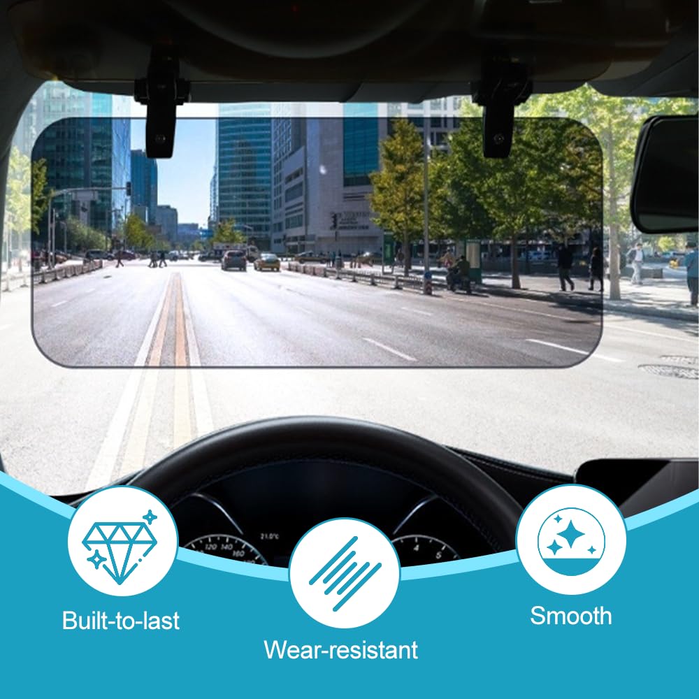 Estensore per parasole per auto, 2 in 1, antiriflesso, doppia clip, 180°, protezione dai raggi UV, per auto, SUV, furgoni, camion, sedile anteriore conducente o passeggero