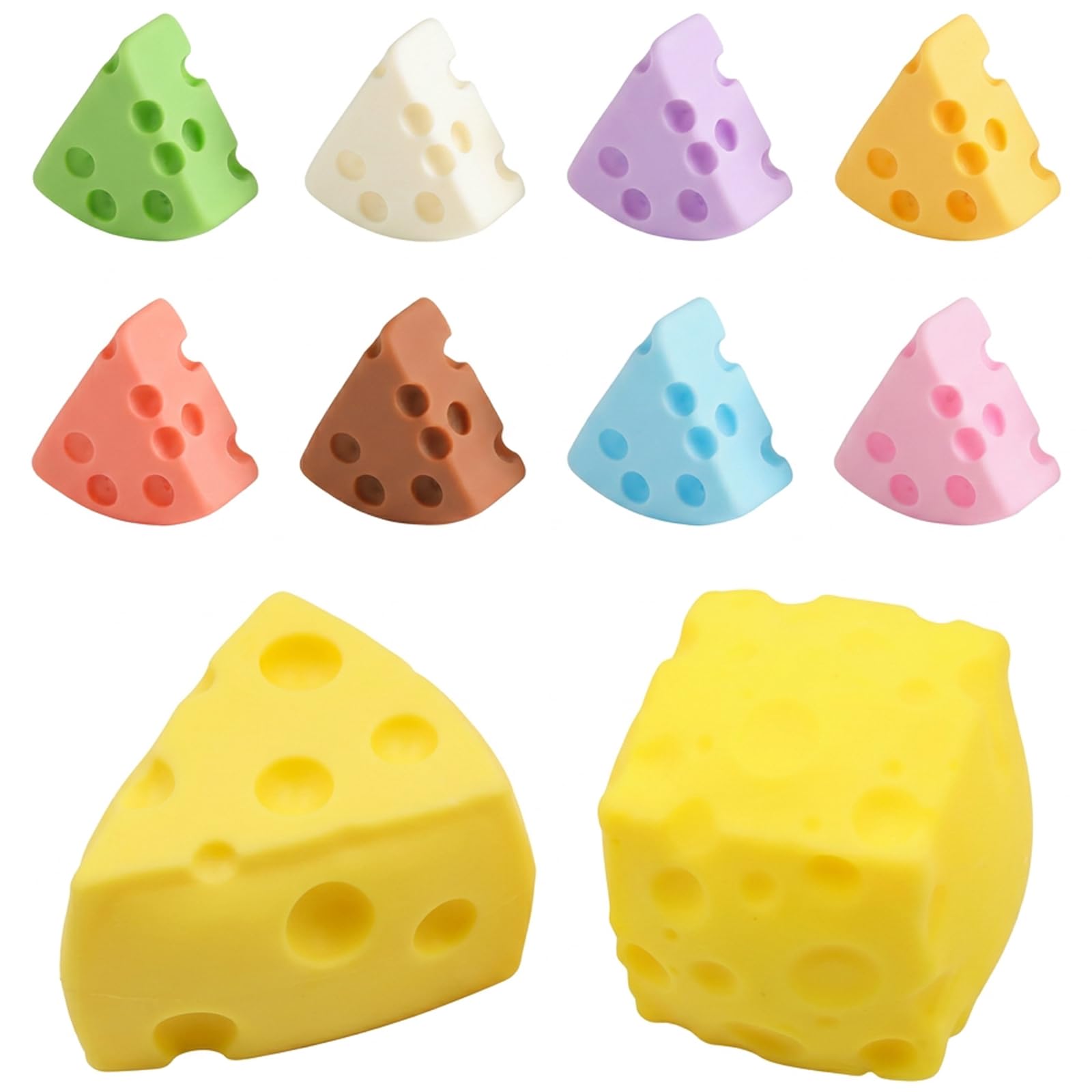 10 PCS Cheese Squishy, Soft Cheese Squeeze Decompression Block, Portable Calming Accessory, Mood Supply, Light Relaxation Ornament for Daily Use at Home, Office and Travel Scenarios