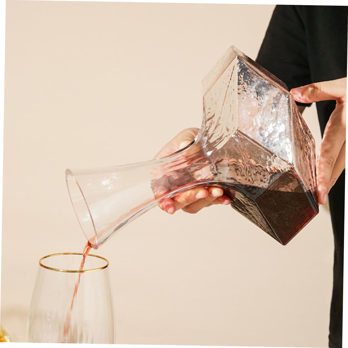 LIFKOME Decanter per Vino in Vetro, Forma Geometrica, per Ristoranti e Bar, Conservazione a Termine, Piacevole al Tatto, Design Semplice e Raffinato