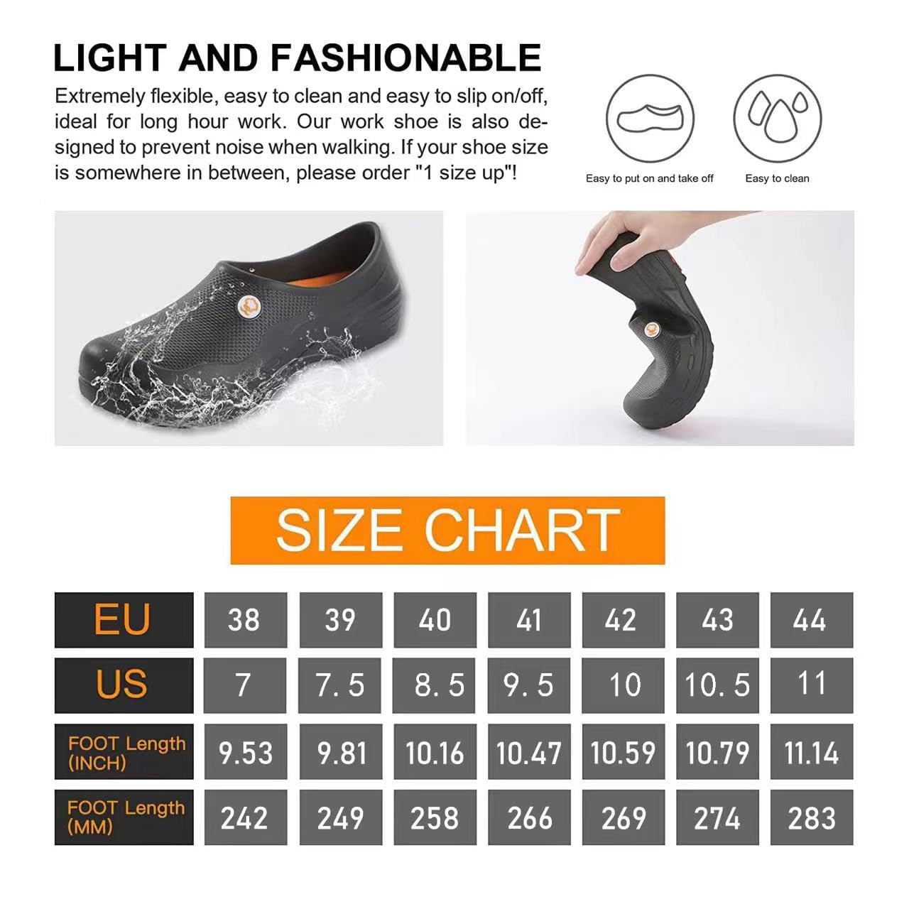 Non Slip Shoes for Men - Zapatos Antideslizantes para Hombres Oil Water Resistant Chef Nursing Doctors Shoes Suitable for Kitchen Restaurant Garden Hospital Slip Resistant Safety Working Clogs