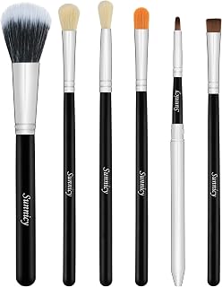 6 Pieces Eye Makeup Brush Set Professional Eye Shadow Eyeliner Brush Soft Synthetic Hairs Blush Lip Makeup Brushes Face Powder Liquid Cream Cosmetics Blending Brush Tool, Black Silver