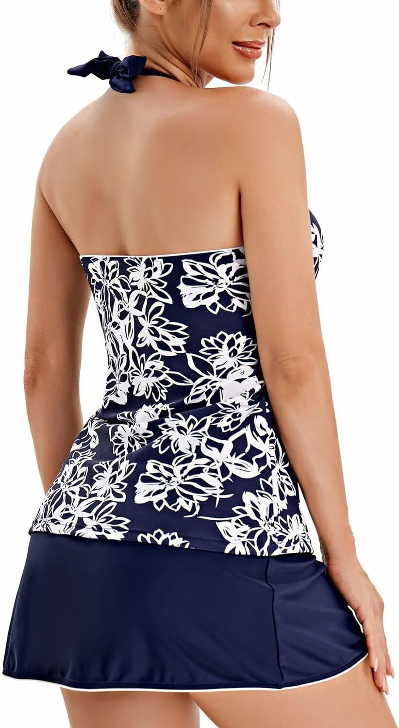 Modest Tankini Swimsuits for Women 2 Piece Bathing Suits Tank Top with Boyshorts,Bathing Suits for Women