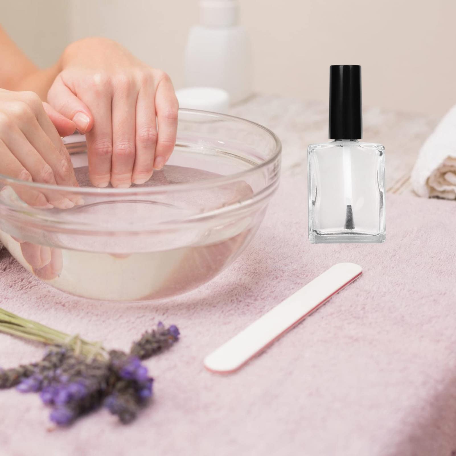 Bottiglia di Smalto per Unghie 15ml in Vetro, 20 Pezzi | Formato Piatto Trasparente Tappo e Pennello, Ricaricabile per Gel e Olio per Cuticole, Uso Salone